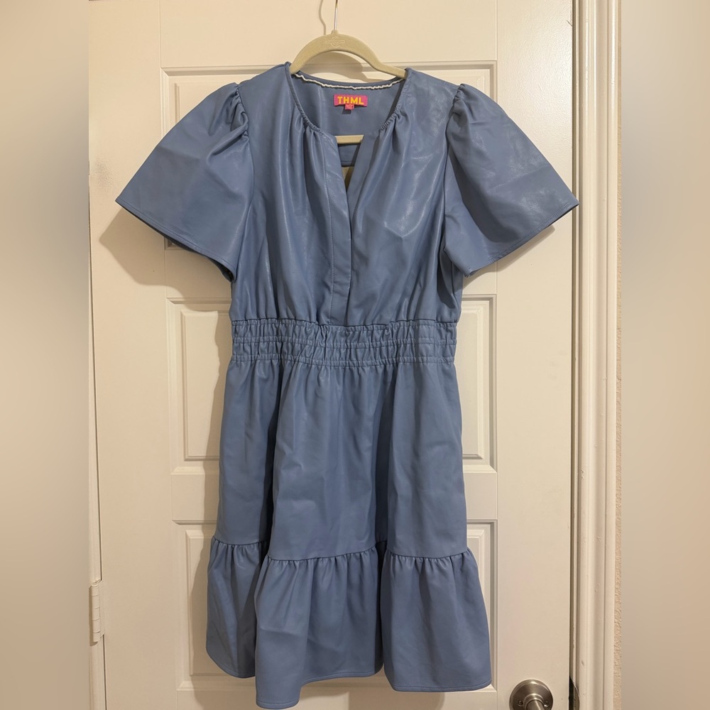 NWOT THML Blue Leather Dress